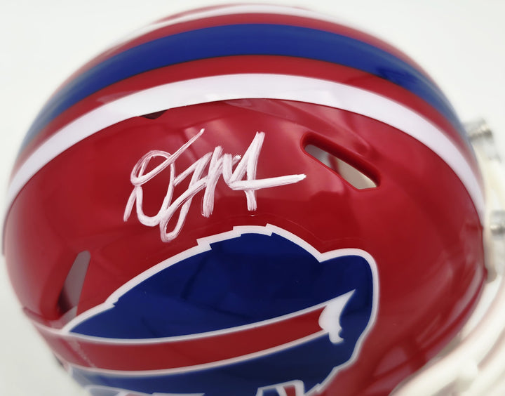 DJ Moore Signed Buffalo Bills Red 1987-01 Throwback Speed Mini Helmet