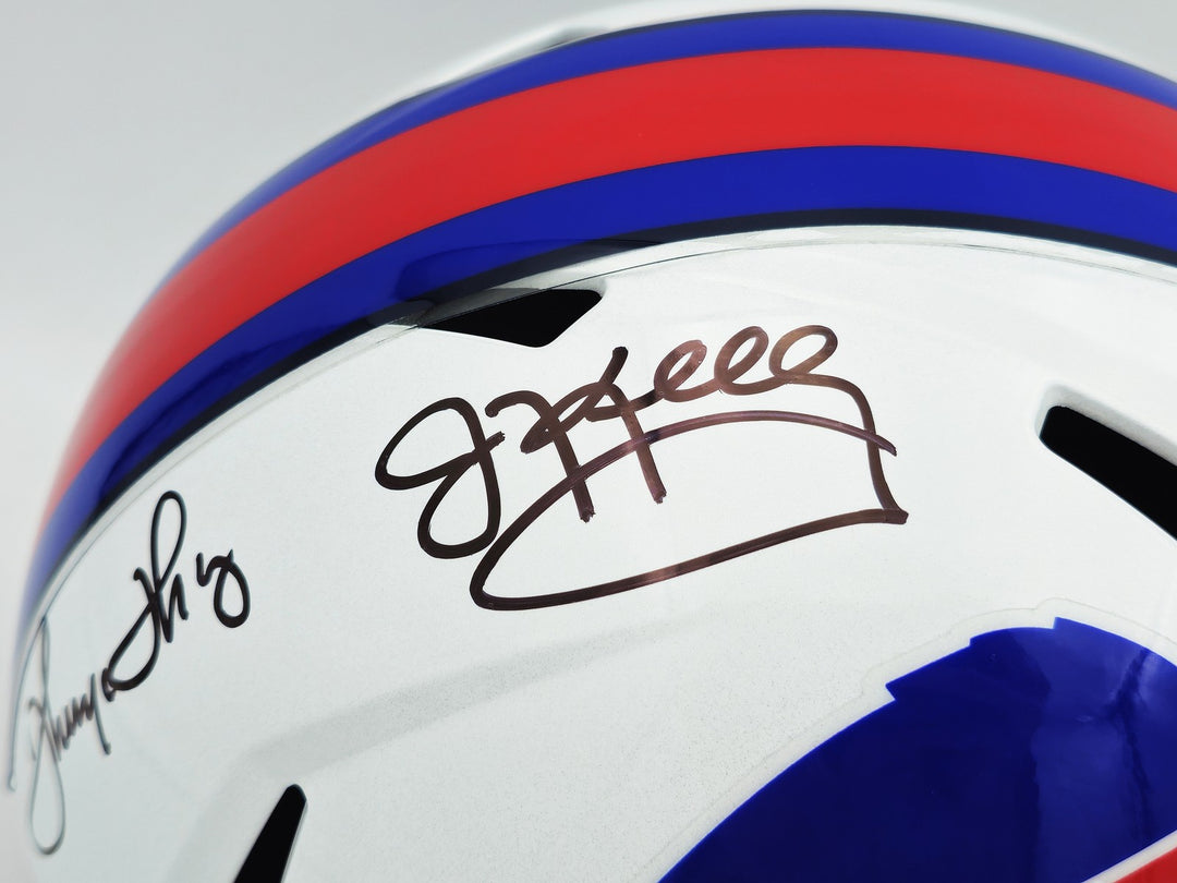 Jim Kelly, Thurman Thomas, Reed Auto Bills Greats White Full Size Rep Helmet BAS