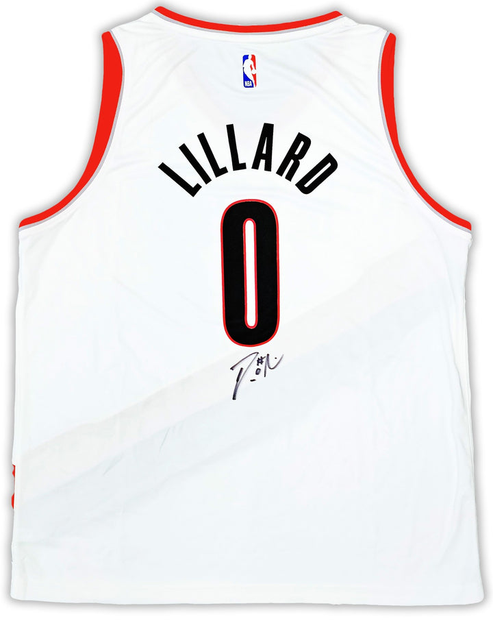 Portland Trailblazers Damian Lillard Auto White Fanatics Jersey Size XL Beckett