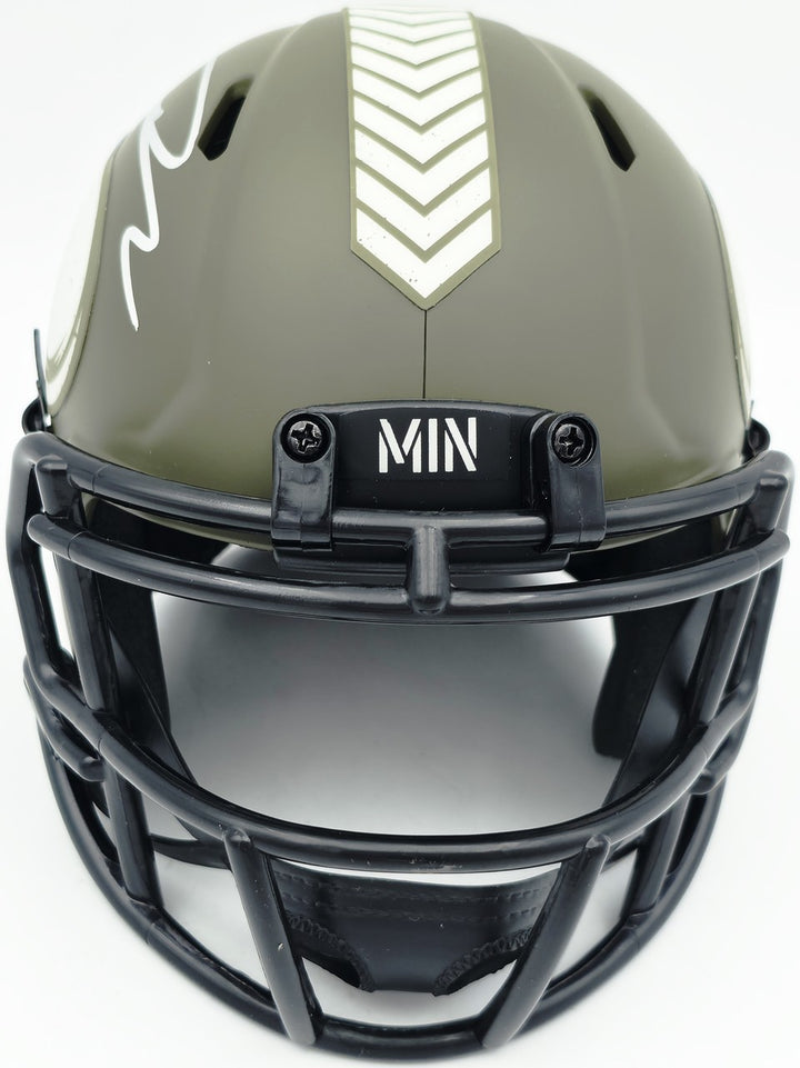 Jordan Addison Auto Vikings Army Salute To Service Speed Mini Helmet Beckett