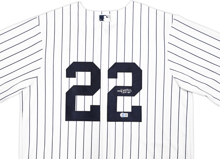 New York Yankees Juan Soto Signed White Pinstripes Nike Jersey Size L Beckett
