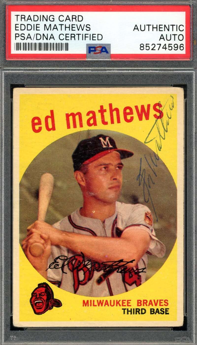 Eddie Mathews PSA DNA Vintage Signed 1959 Topps Autograph