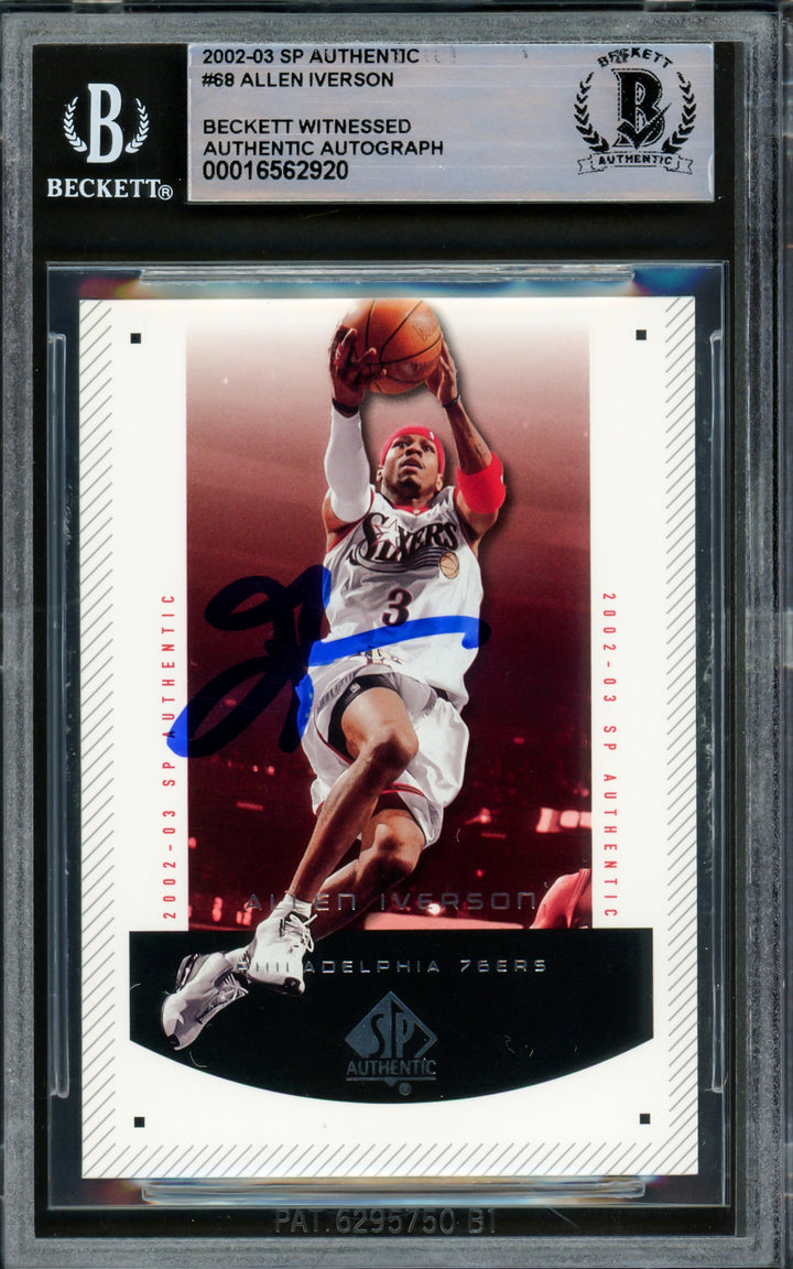 Allen Iverson Signed 2002-03 SP Authentic Card 68 76ers Beckett Wit 16562920