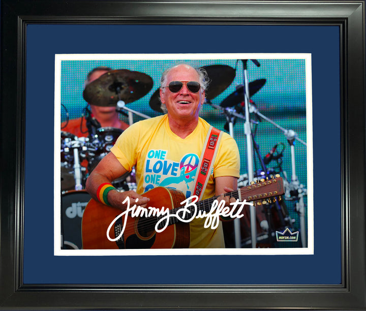 Framed Jimmy Buffett Facsimile Engraved Signature Auto 12"x15" Photo HOFSM Holo