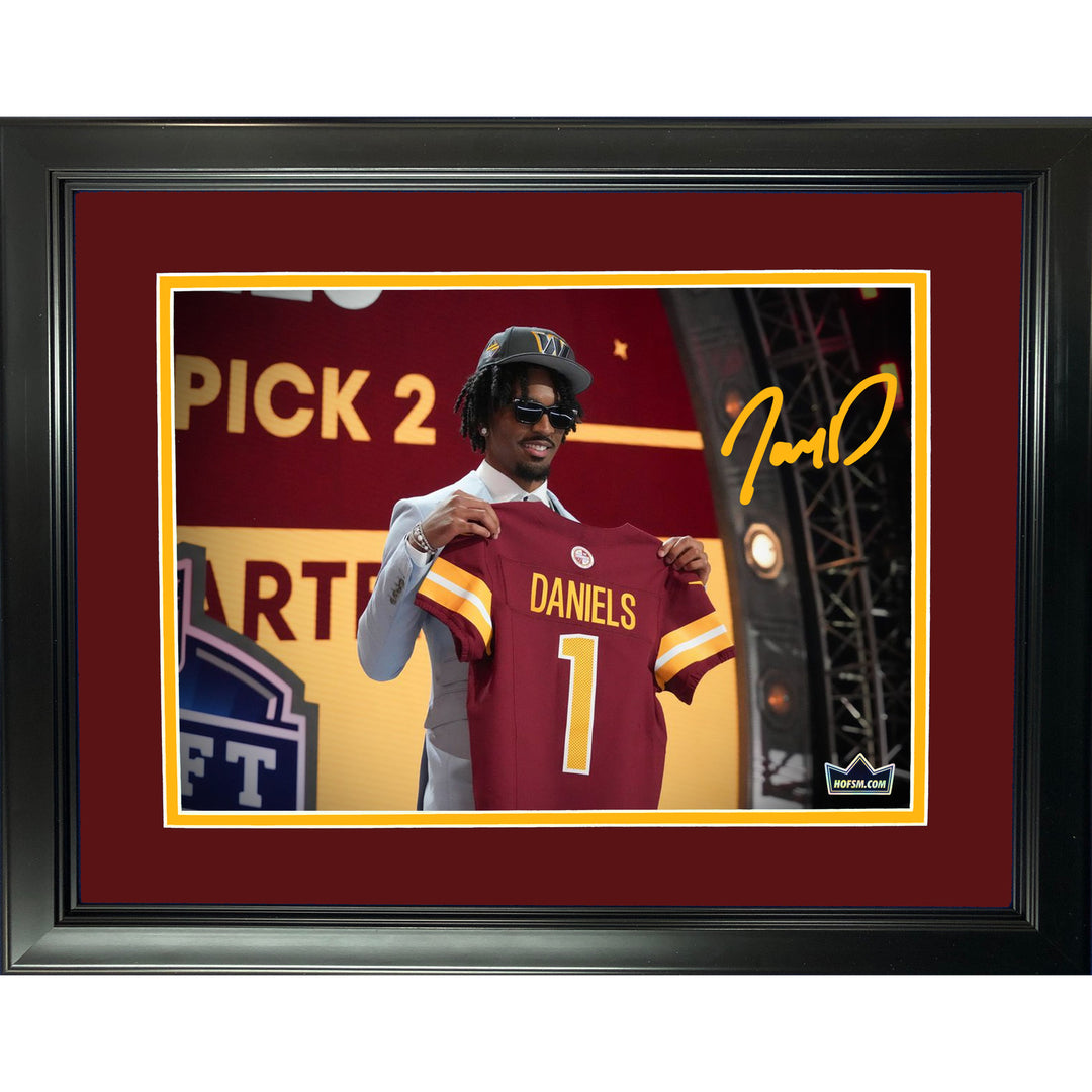 Framed Jayden Daniels Draft Facsimile Auto Washington Commanders 11"x14" Photo