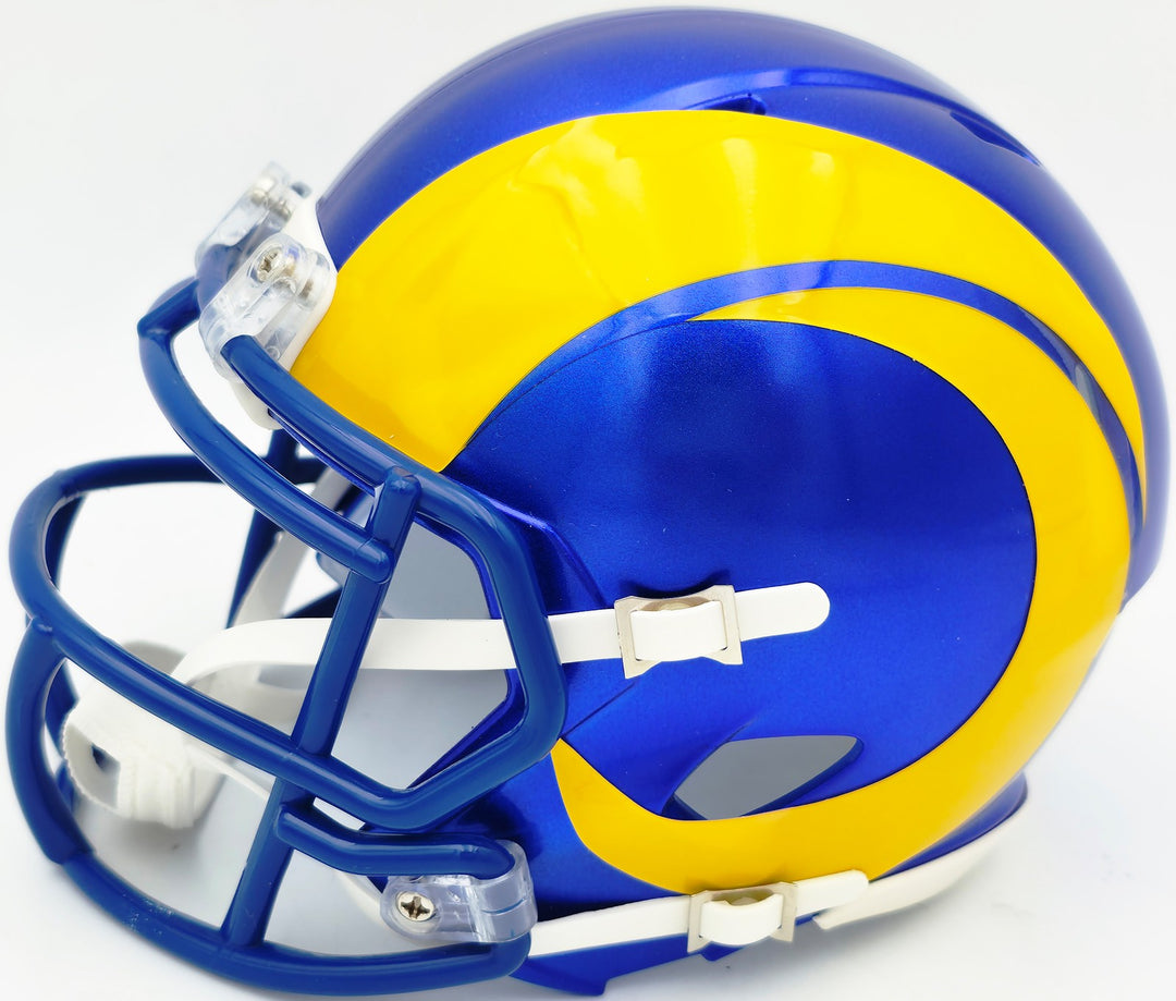 Marshall Faulk Signed St. Louis Rams Blue Speed Mini Helmet JSA Witness