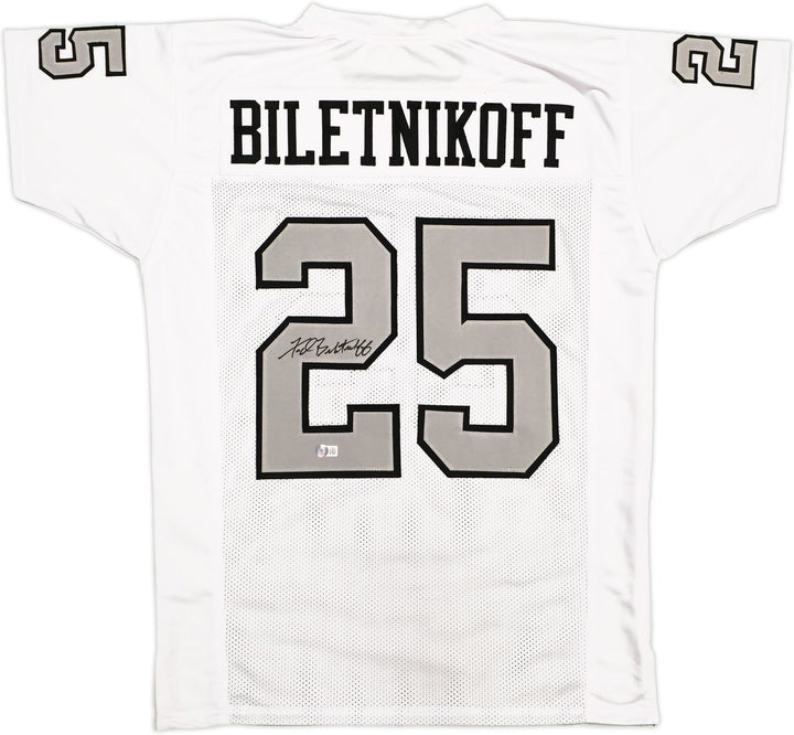 Oakland Raiders Fred Biletnikoff Autographed Signed White Jersey Beckett Wit