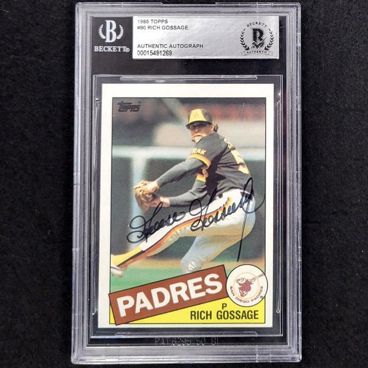 Rich Goose Gossage signed 1985 Topps #90 San Diego Padres card auto slab BAS