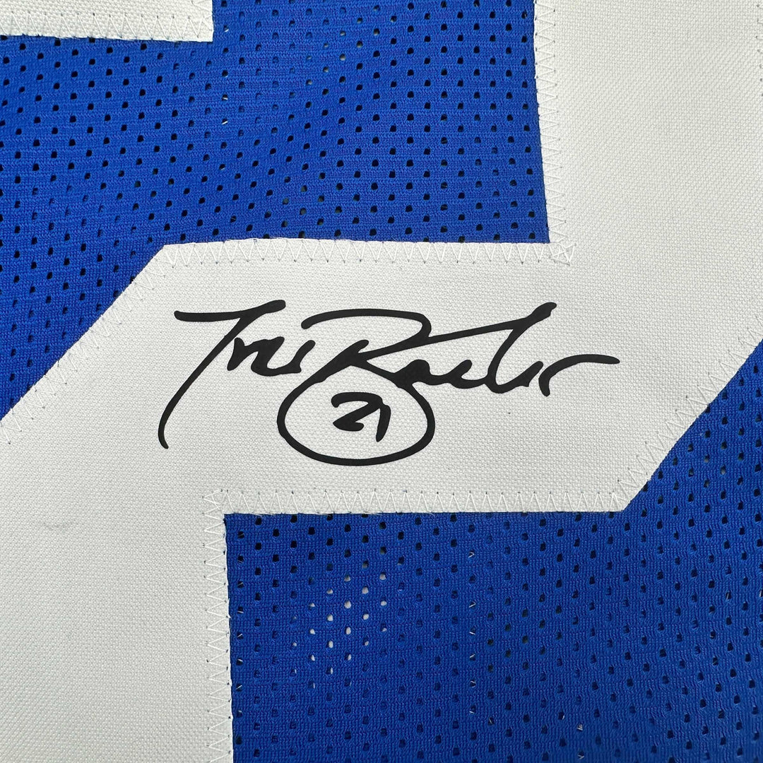 Facsimile Autographed Tiki Barber New York Blue Reprint Jersey Size Men's XL