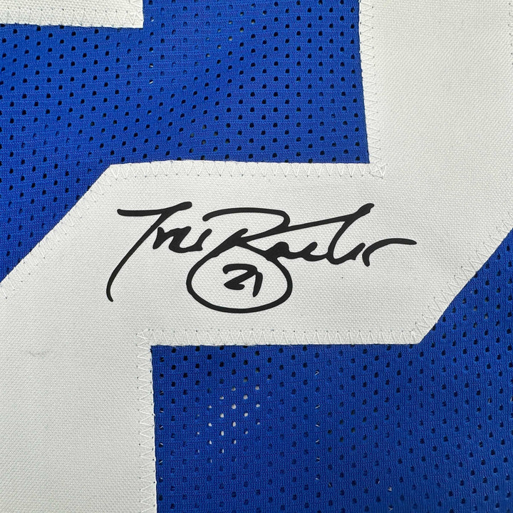 Facsimile Autographed Tiki Barber New York Blue Reprint Jersey Size Men's XL