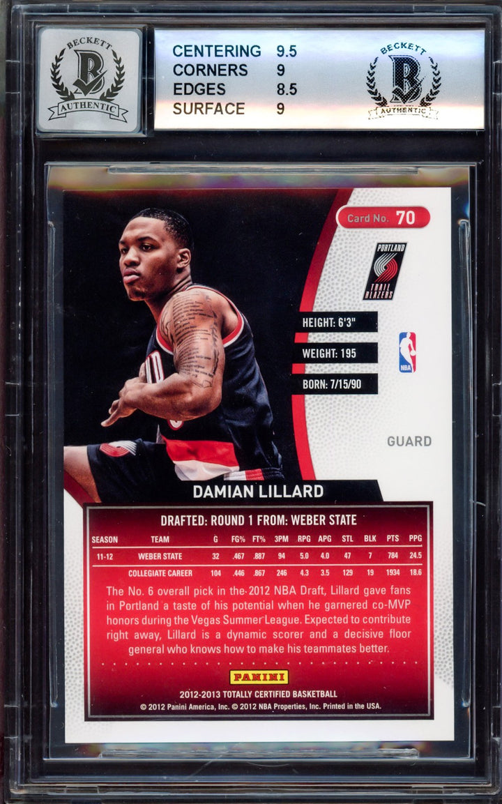 Damian Lillard Auto 2012-13 Panini Totally Certified Blue RC 70 BG 9 Sig 10 /299