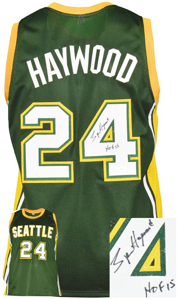 Spencer Haywood signed Seattle Green Custom Stitched Pro Jersey w/ HOF 15 - JSA