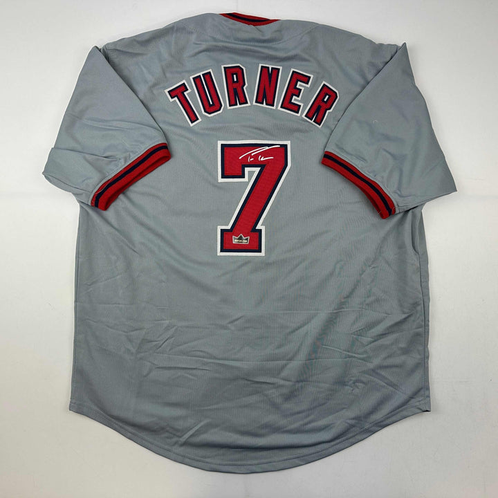 Facsimile Autographed Trea Turner Washington Grey Reprint Jersey Size Men's XL