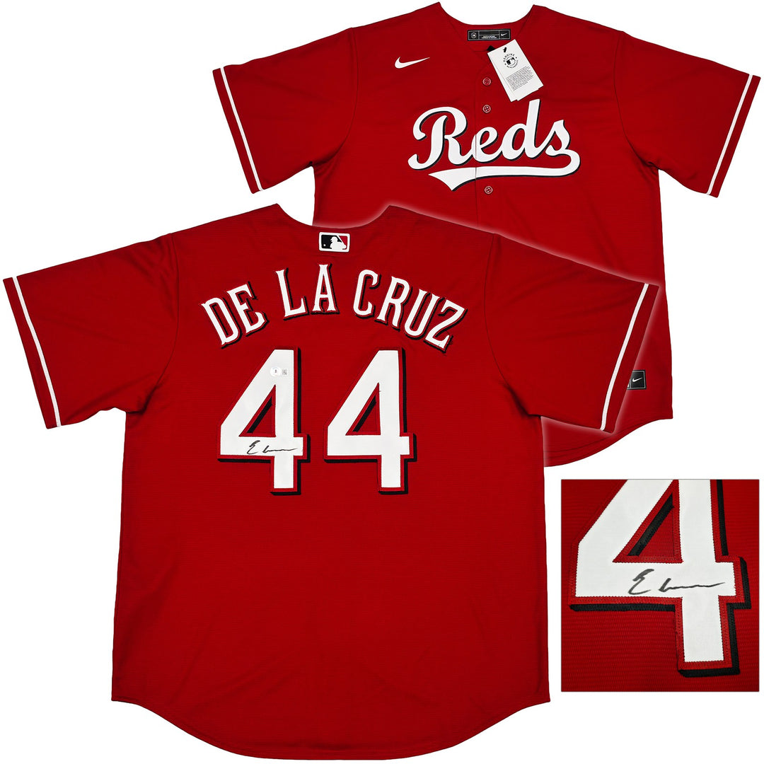 Cincinnati Reds Elly De La Cruz Signed Red Nike Jersey Size L Beckett Witness