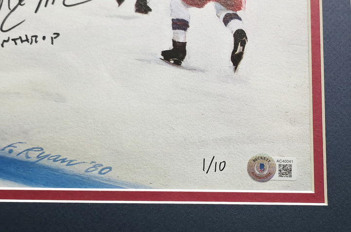 1980 Team USA Signed Framed 22x30 Photo 20 Siga Brooks #1/10 Beckett AC40041