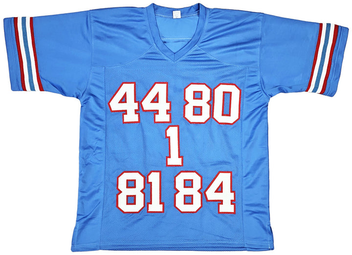 Houston Oilers Run & Shoot Baby Blue With 5 Sigs Signed Jersey Beckett BAS