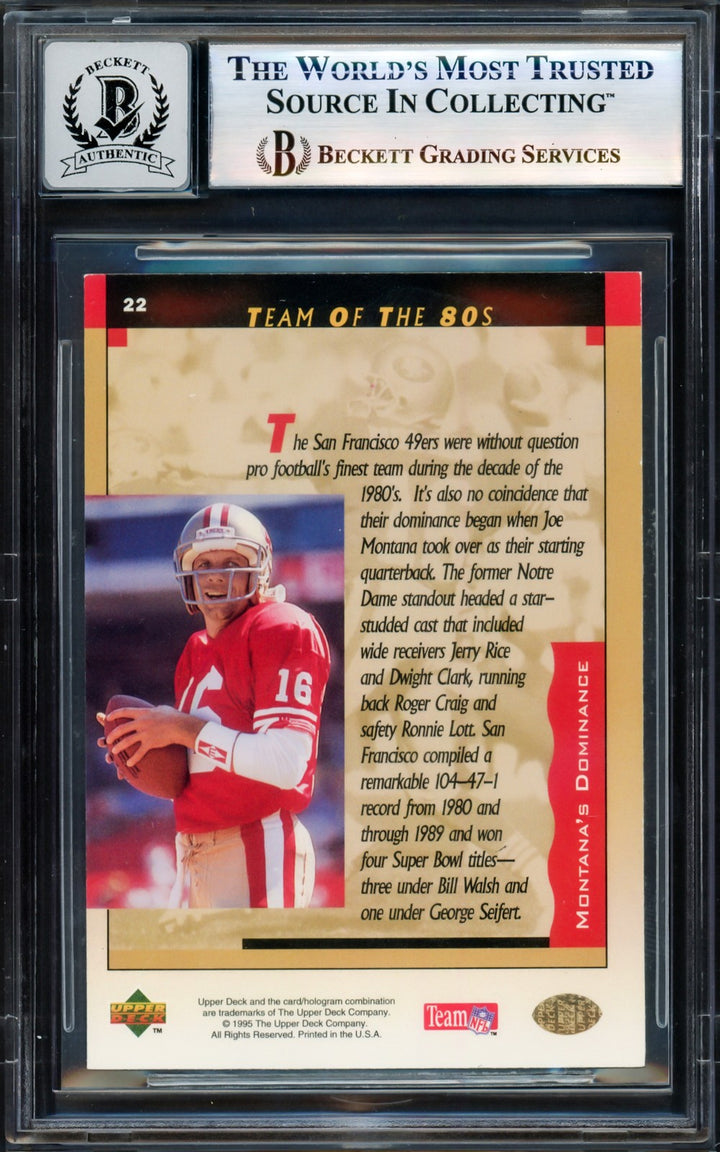 Joe Montana Autographed Signed 1995 Upper Deck Card 22 49ers Auto GM 10 Beckett