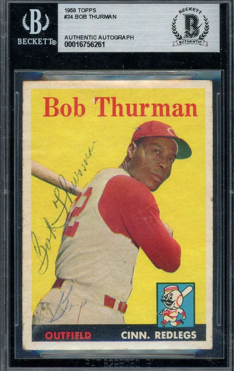 Bob Thurman Beckett BAS Signed 1958 Topps Autograph