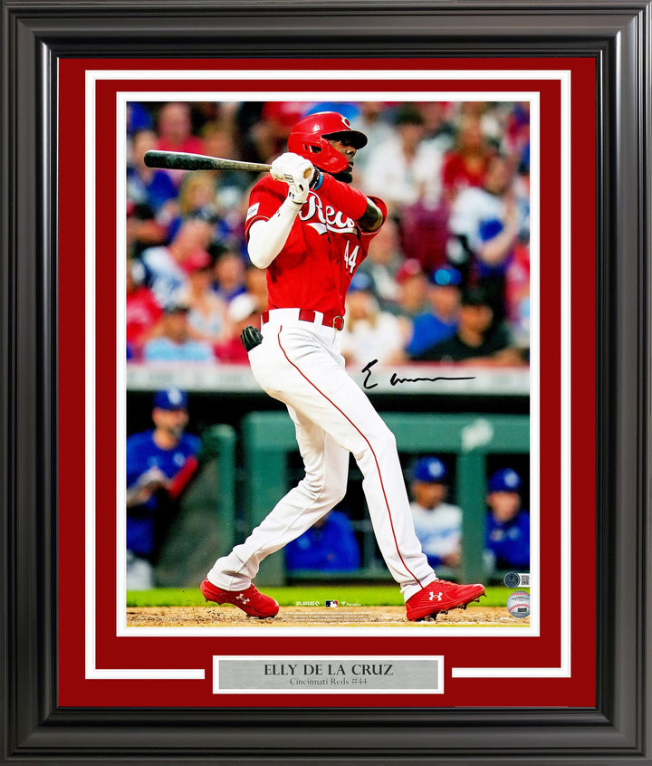 Elly De La Cruz Signed Framed 16x20 Photo Cincinnati Reds Beckett BAS Witness