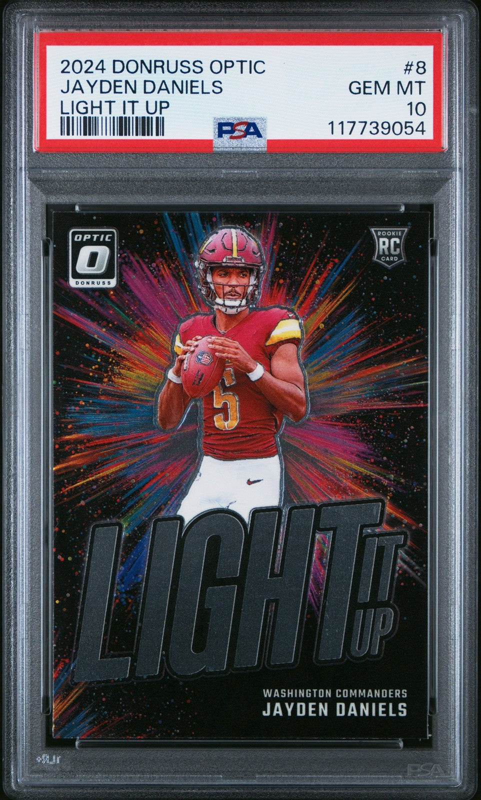 Graded 2024 Donruss Optic Jayden Daniels #8 Light It Up RC Card PSA 10