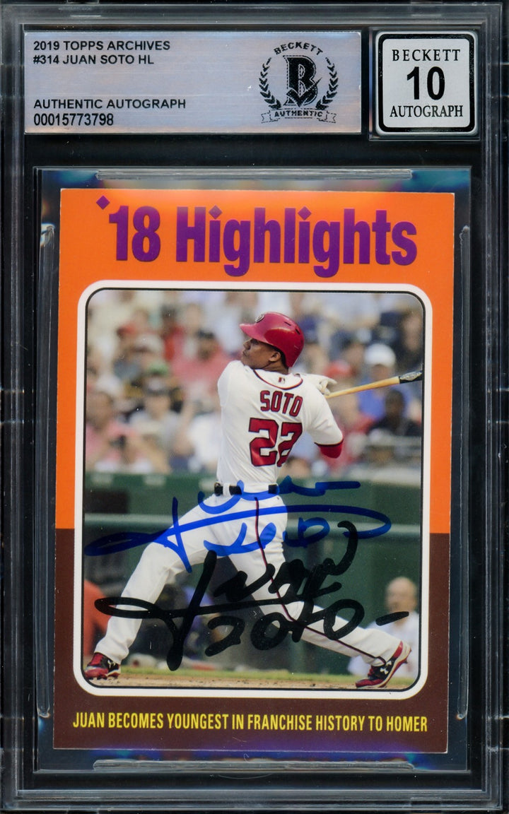 Juan Soto Signed 2019 Topps Archives Card 314 Mets Auto GM 10 Beckett #15773798