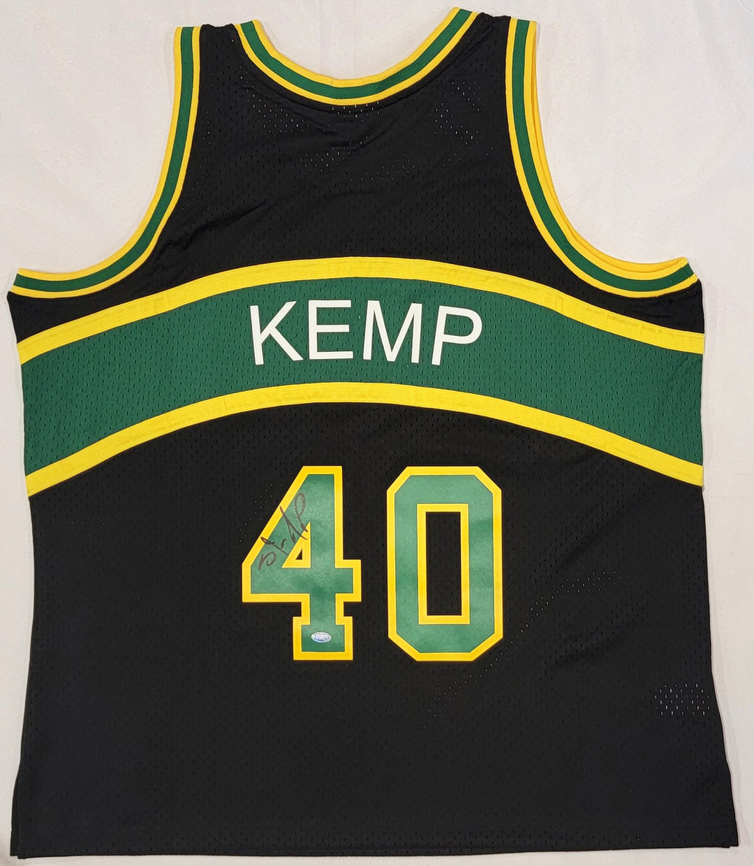 Sonics Shawn Kemp Signed 1994-95 Mitchell Ness HWC Black Jersey Size XXL MCS