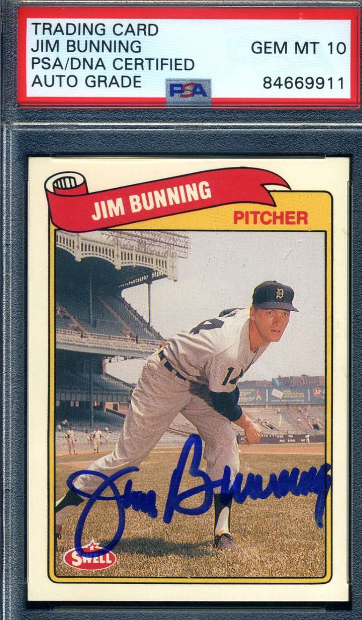 Jim Bunning Gem Mint 10 PSA DNA Signed 1989 Pacific Autograph