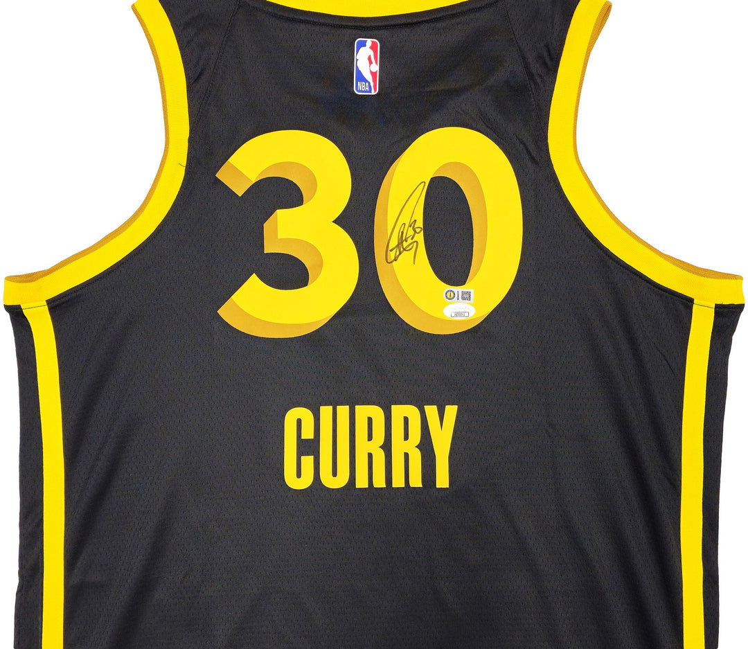 Warriors Stephen Curry Auto Black Nike Swingman City Edition Jersey Size 48 JSA