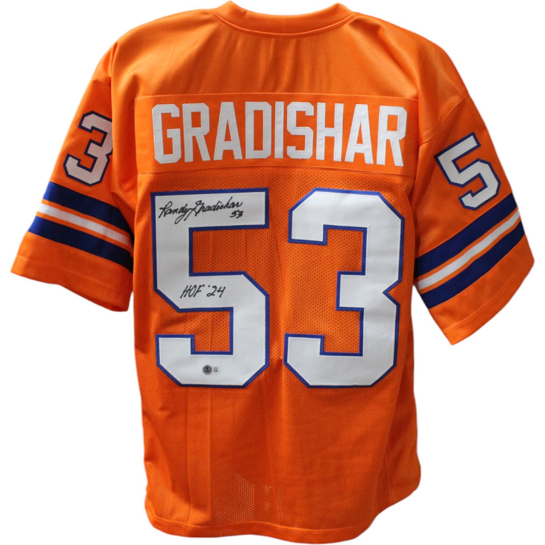 Randy Gradishar Autographed/Signed Pro Style Orange XL Jersey HOF Beckett 44574