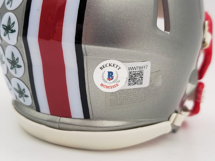 Denzel Burke Signed Ohio State Buckeyes Flash Gray Speed Mini Helmet Beckett
