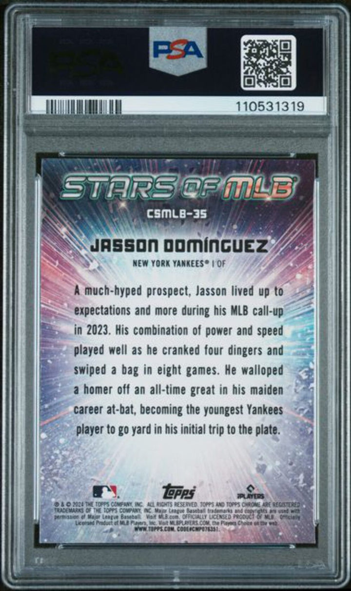 Graded 2024 Topps Jasson Dominguez #CSMLB35 Stars of MLB Chrome RC PSA 10