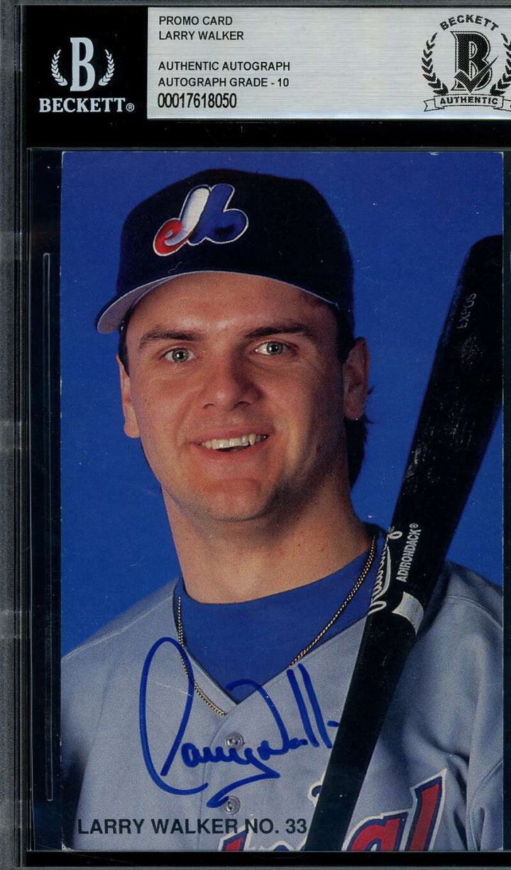 Larry Walker Gem Mint 10 Beckett BAS Early Signed Expos Photograph Autograph