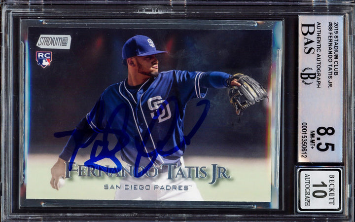 Fernando Tatis Jr. Signed 2019 Topps Stadium RC 88 Padres BGS 8.5 Sig 10 Beckett
