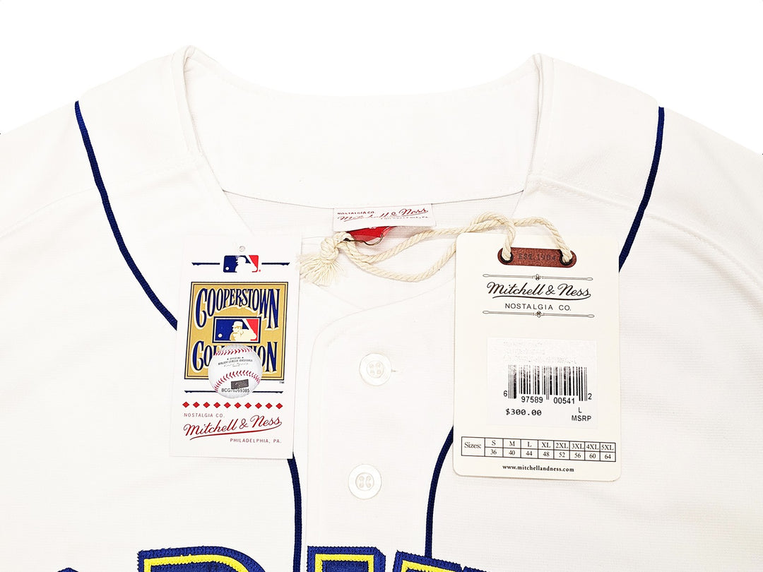 Mariners Ken Griffey Jr. Auto White Auth Mitchell Ness 1989 Cooperstown Jersey L