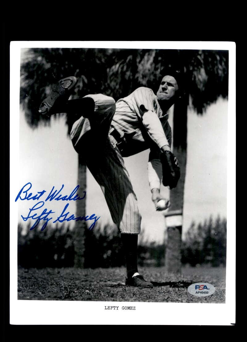Lefty Gomez PSA DNA Coa Signed 8x10 Photo Autograph