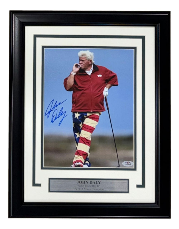 John Daly Signed In Blue Framed 8x10 PGA Golf America Photo PSA/DNA