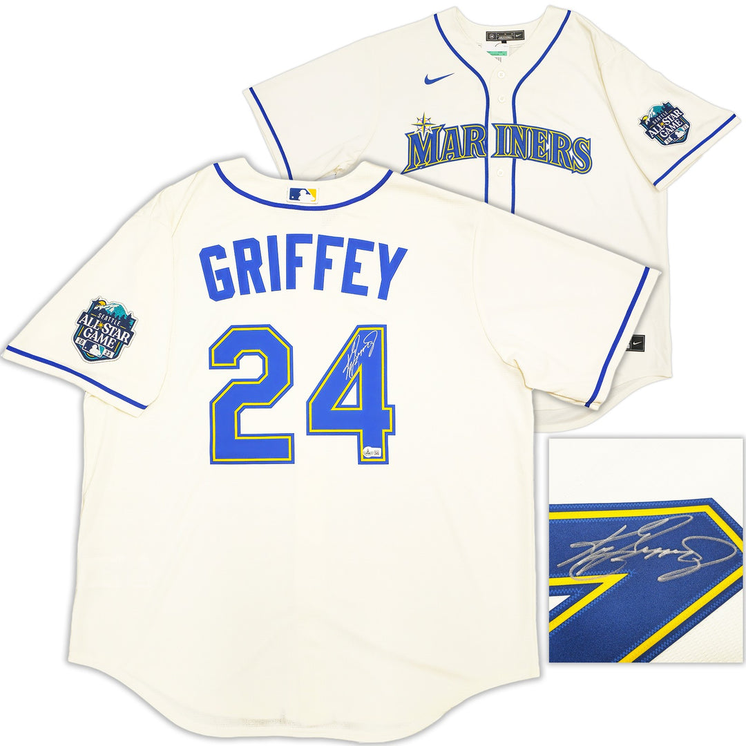 Mariners Ken Griffey Jr. Auto Cream Nike 2023 ASG Patch Jersey Size XL Beckett