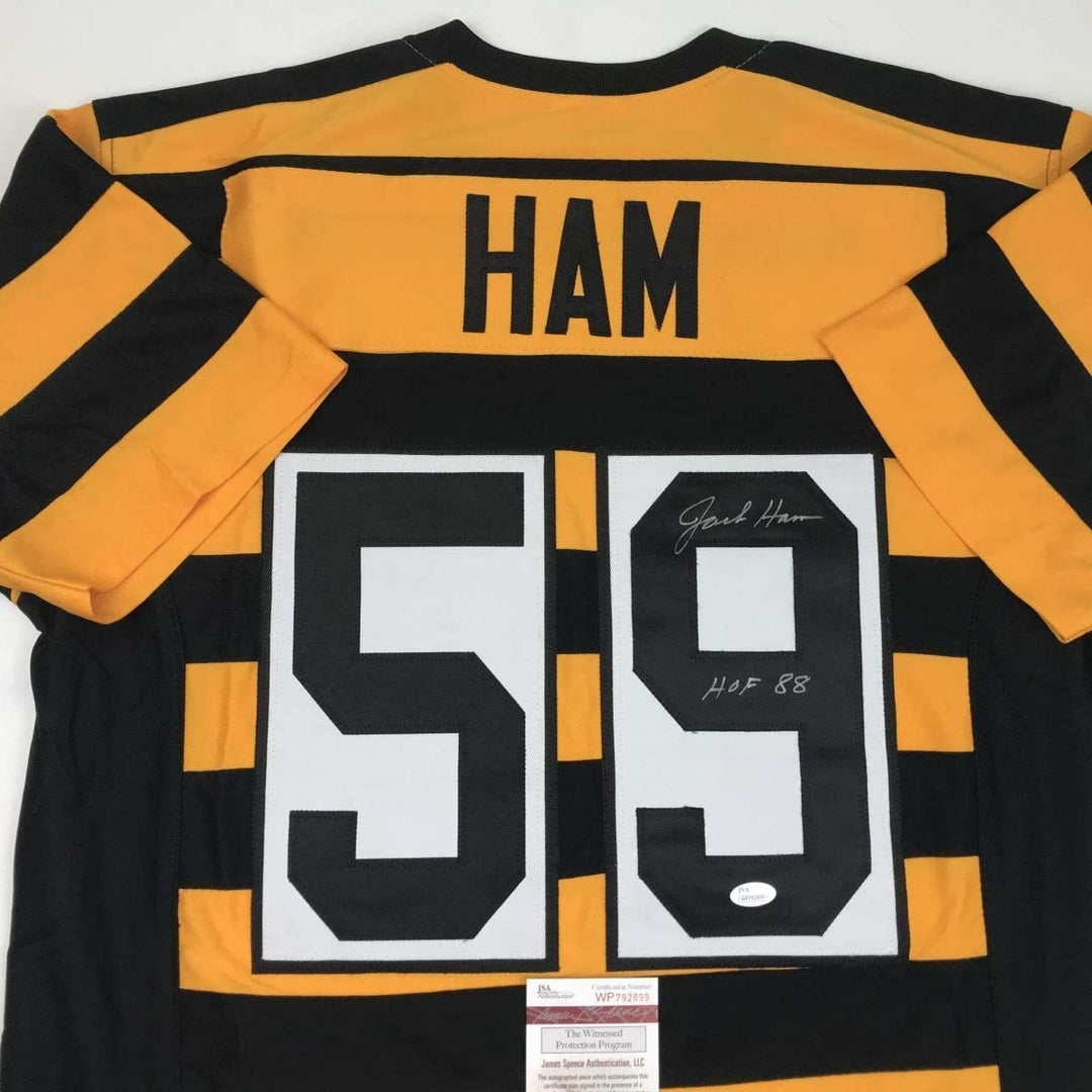 Signed JACK HAM HOF 88 Pittsburgh Bumble Bee Jersey JSA COA Auto