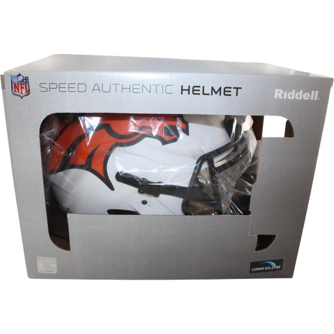 John Elway Autographed Denver Broncos Pro Lunar Helmet Beckett Witness 55256