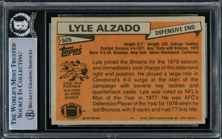 Lyle Alzado Signed 1981 Topps Card 505 Cleveland Browns Beckett #15499683