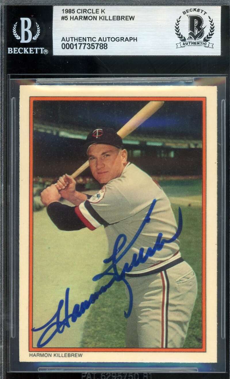 Harmon Killebrew Beckett BAS Signed 1985 Circle K Autograph