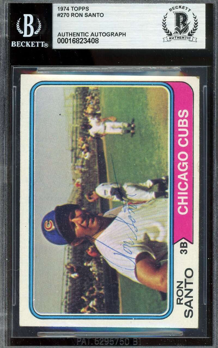 Ron Santo Beckett BAS Vintage Signed 1974 Topps Autograph
