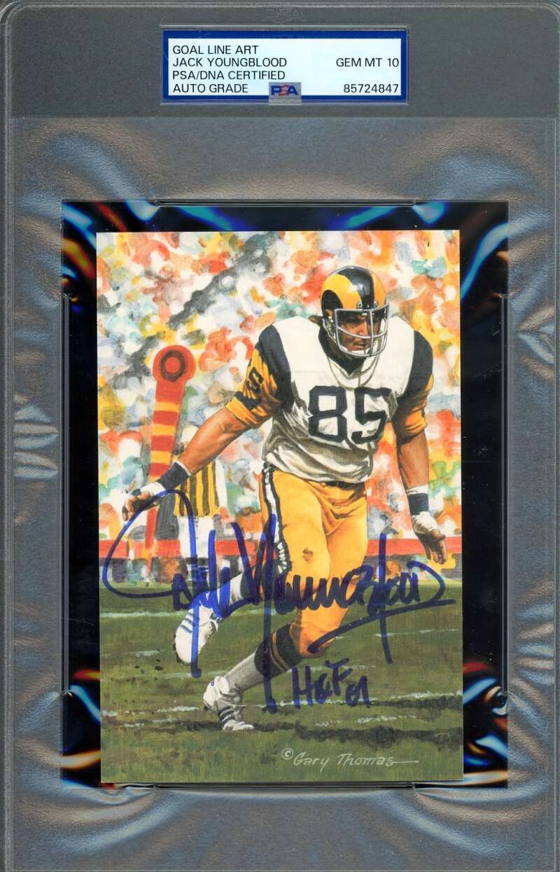 Jack Youngblood Gem Mint 10 PSA DNA Signed Goal Line Art Card GLAC Auto HOF 01