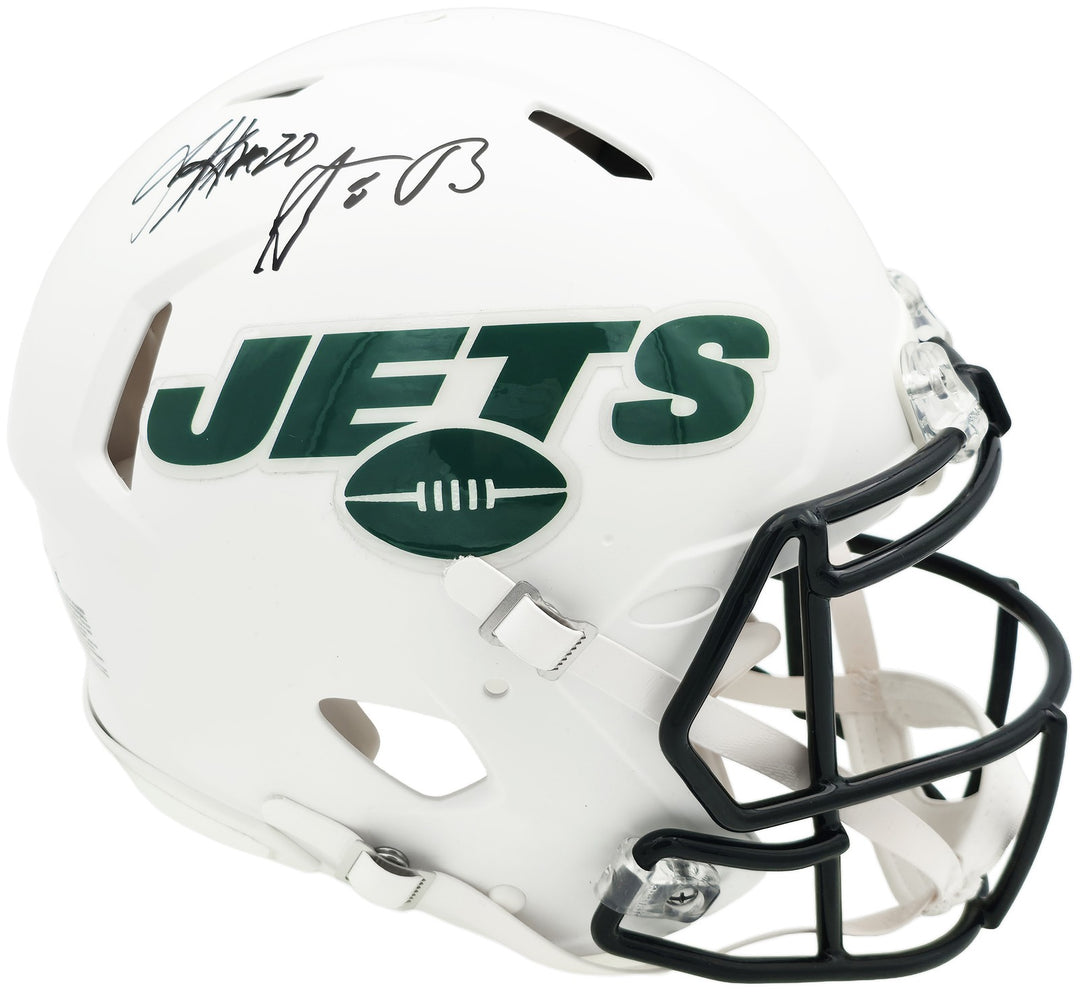 Aaron Rodgers, Breece Hall Auto Jets Flat White Full Size Speed Authentic Helmet