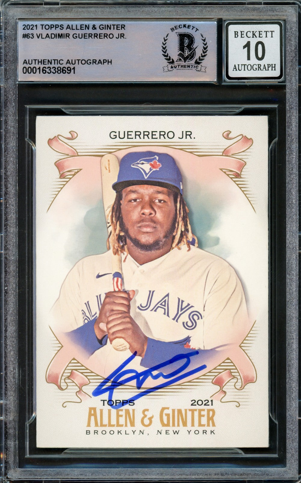 Vladimir Guerrero Jr. Signed 2021 Topps A&G #63 Blue Jays Auto 10 BAS