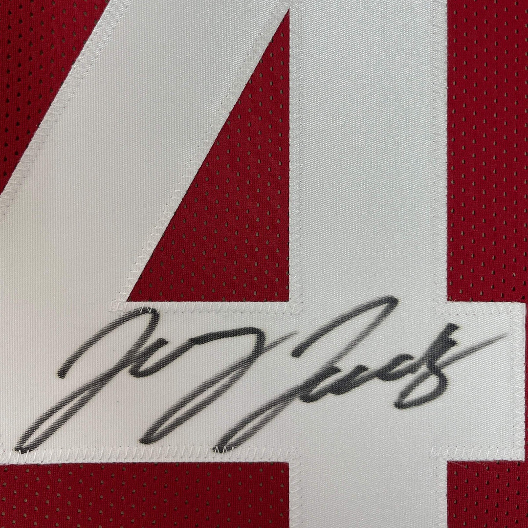 FRAMED Autographed/Signed JERRY JEUDY 33x42 Alabama Red College Jersey JSA COA