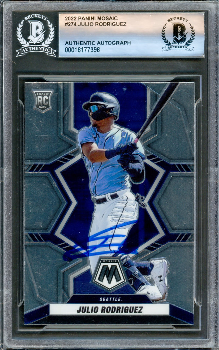 Julio Rodriguez Signed 2022 Panini Mosaic RC #274 Seattle Mariners Beckett