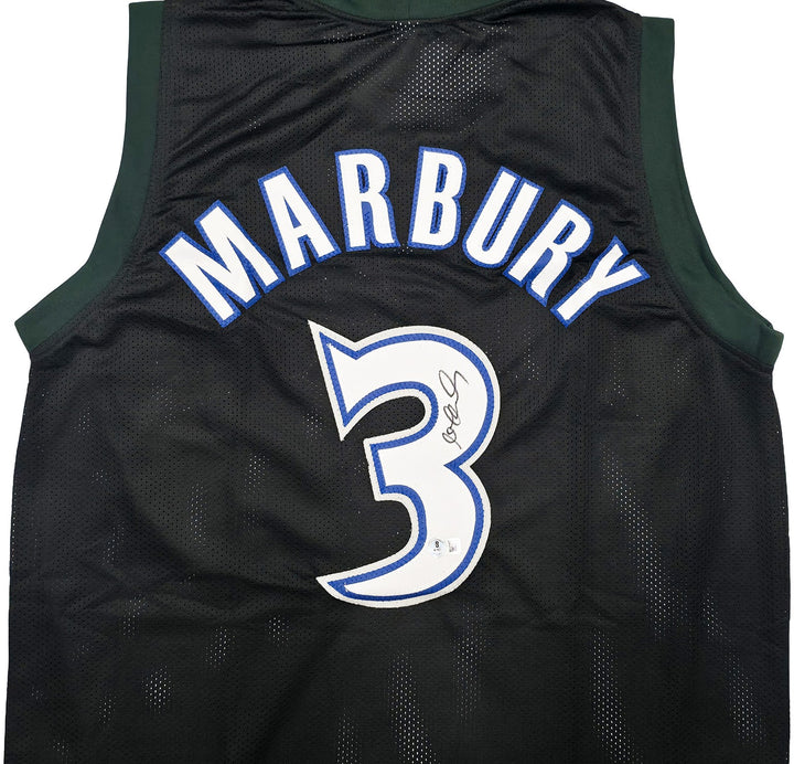 Minnesota Timberwolves Stephon Marbury Signed Black Jersey Beckett Witness