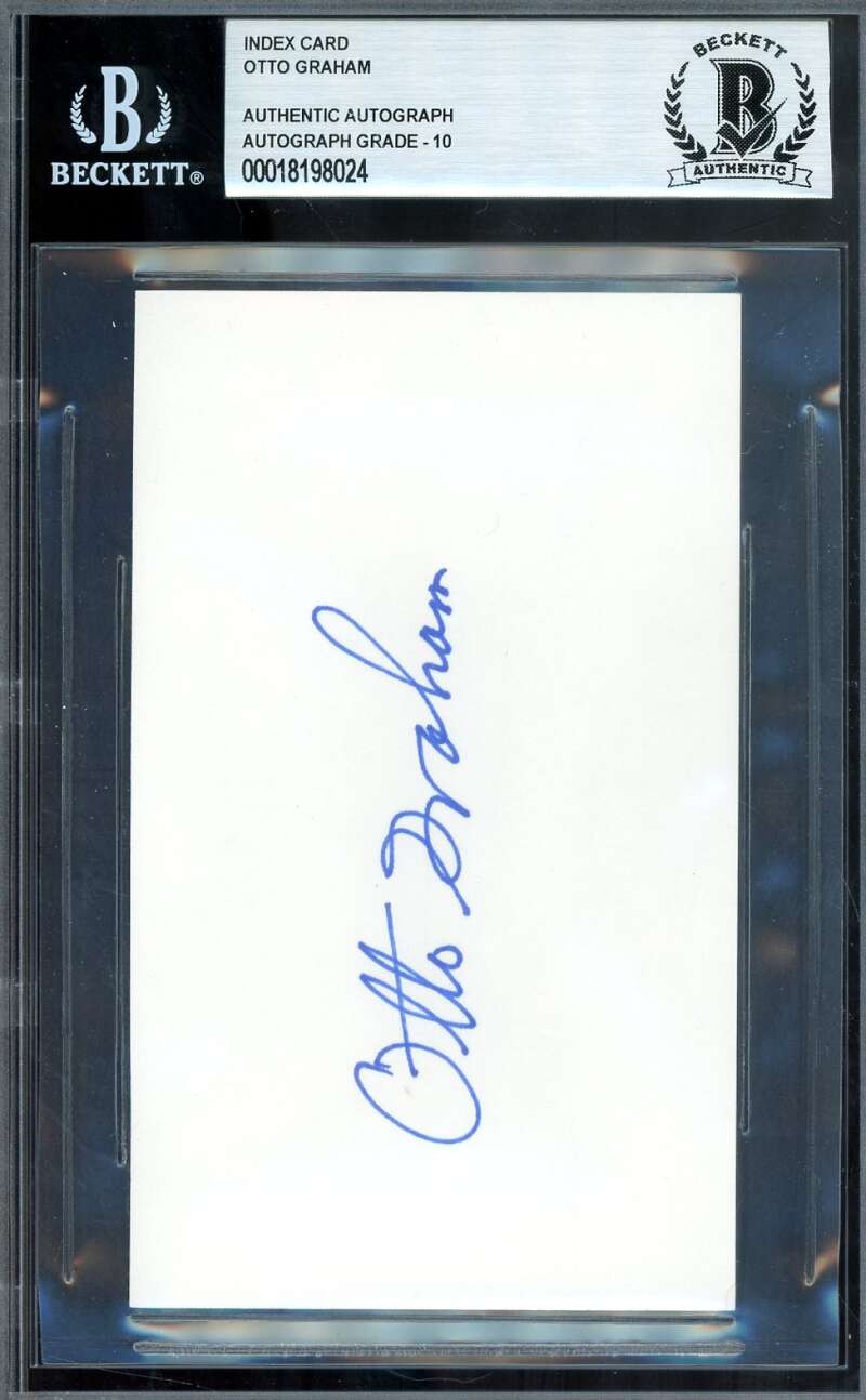 Otto Graham Gem Mint 10 Beckett BAS Signed 3x5 Index Card Browns Autograph