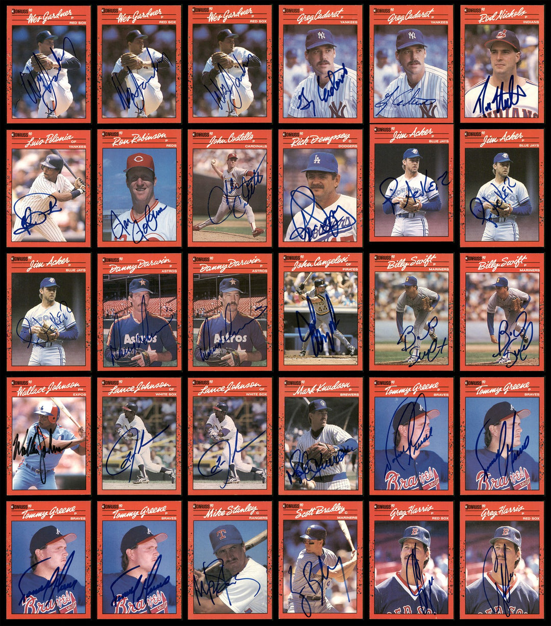 1990 Donruss Baseball Autographed Signed Cards Lot Of 235
